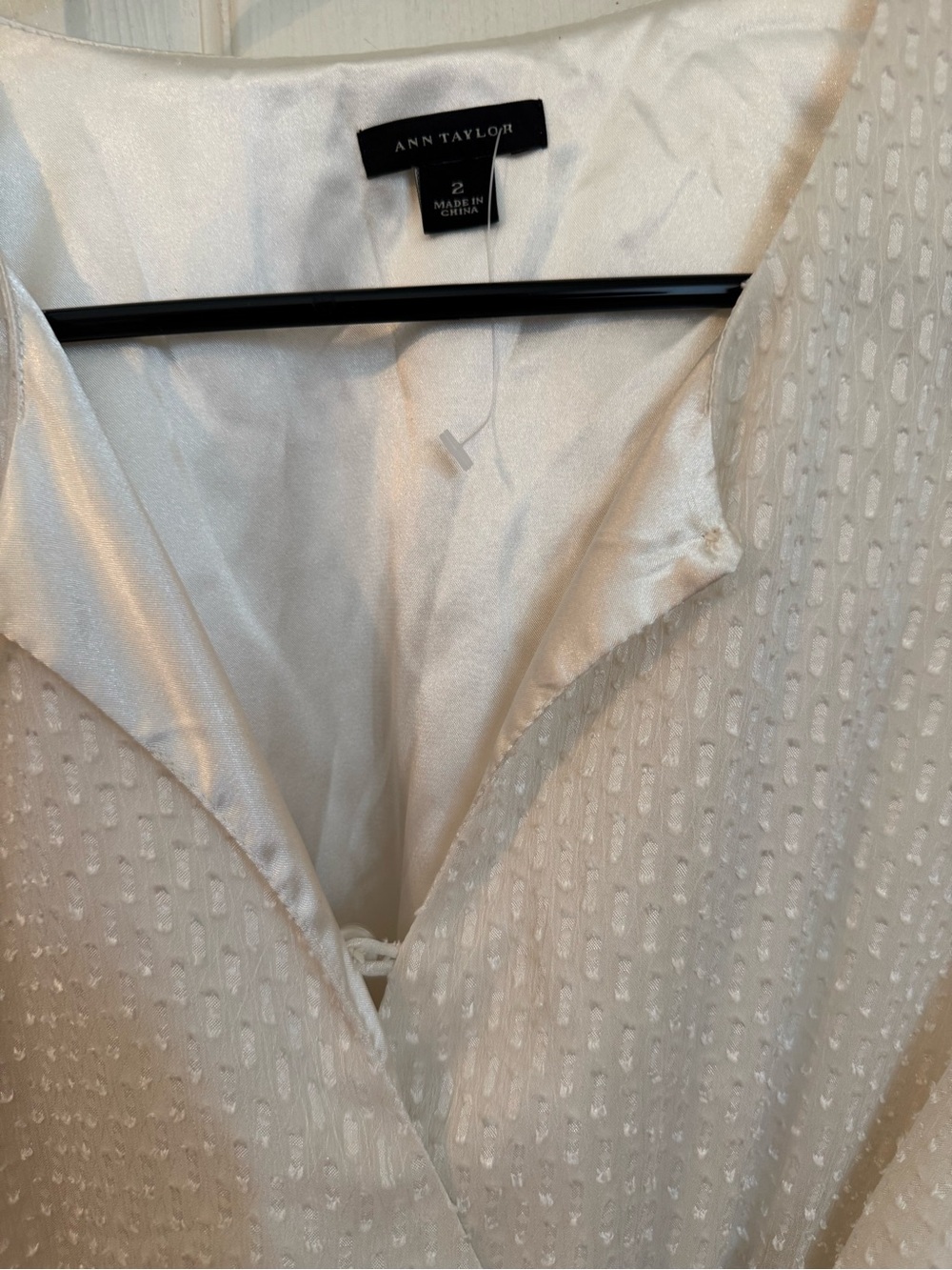 Ann Taylor creamy white textured Swiss dot with sheer long sleeves dress (SZ 2) - Picture 5 of 15